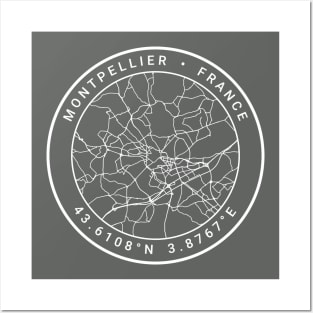 Montpellier Map Posters and Art